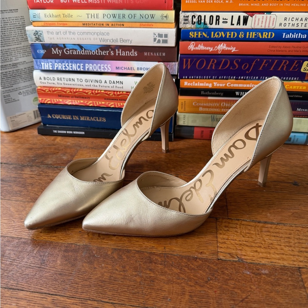 Sam Edelman Metallic Gold d’Orsay Heels Sz 7.5